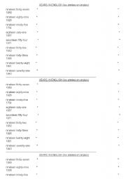 English Worksheet: years