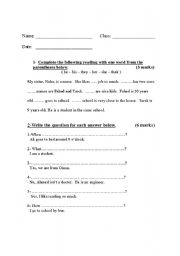 English worksheet: Exam Paper for Elementary 