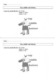 English worksheet: Top, middle and bottom