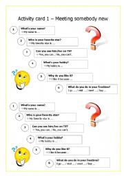 English Worksheet: Meeting somebody new 1 (speaking activity) 