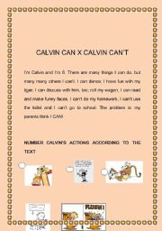 English worksheet: can and cant reading