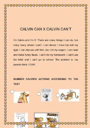 English Worksheet: can and cant reading