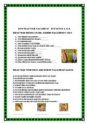 English Worksheet: How was your vacation? TOP NOTCH 1