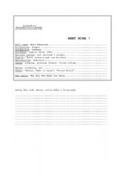 English Worksheet: Meet Mika - Mikas biography - A2 level