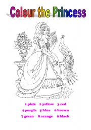 English Worksheet: Colour the Princess