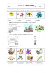 English Worksheet: City vs country life