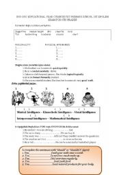 English Worksheet: 8th Grade 1st Exam