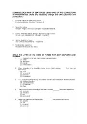 English Worksheet: Exercise of connectors and transitions
