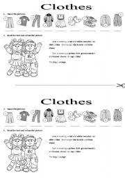 English Worksheet: Clothes and colours