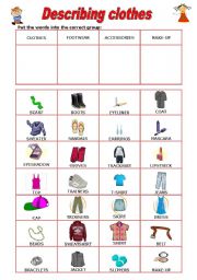 English Worksheet: describing clothes