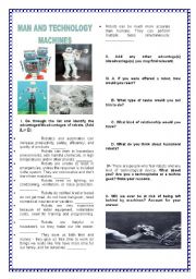 English Worksheet: Conversation/ Writing -MAN AND TECHNOLOGY/MACHINES