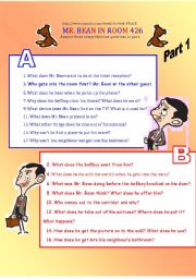 English Worksheet: Mr bean in room 426