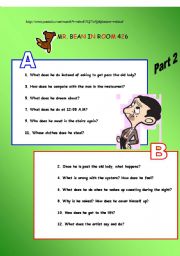 English Worksheet: Mr bean in room 426 part 2