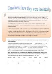 English Worksheet: Food (containers, ways the food can go bad)