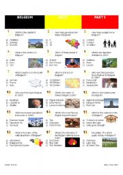 English Worksheet: Belgium - Part I