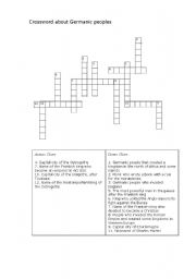 English worksheet: Crossword about Germanic peoples