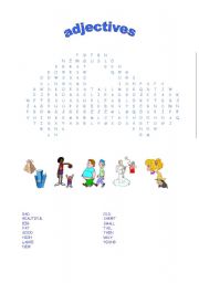 English Worksheet: adjectives wordsearch