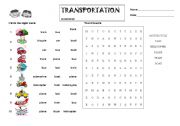 English worksheet: transportation