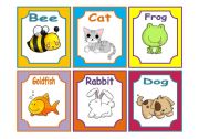 English Worksheet: ANIMALS FLASHCARDS 1/3 (PETS AND FARM) 18 CARDS