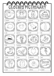 English Worksheet: Clothes Pictionary