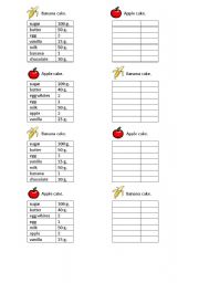 English Worksheet: cakes recipes