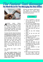 English Worksheet: The Fastest Text Message