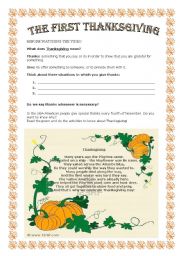 English Worksheet: Thanksgiving 