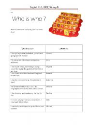 English worksheet: whos who