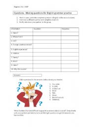 English worksheet: get to know each other