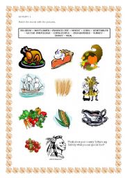 English Worksheet: THE FISRT THANKSGIVING Before video part 2