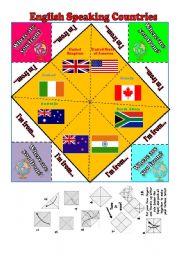 ENGLISH SPEAKING COUNTRIES II FORTUNE TELLER +B&W+ FULLY EDITABLE