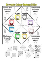 English Worksheet: COLOURS Fortune Teller + FULLY EDITABLE