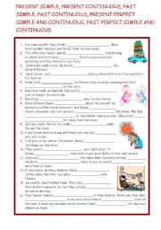 English Worksheet: Present simple, present continuous, past simple, past continuous, present perfect simple / continuous and past perfect simple and continuous.