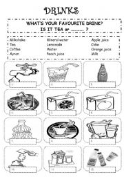 English Worksheet: drinks