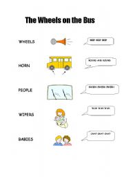 English Worksheet: The wheels on the bus - matching activity