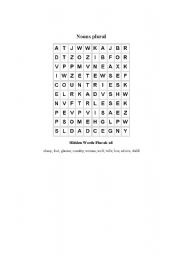 English Worksheet: noun plural puzzle