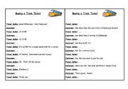 English Worksheet: Buying a train ticket - dialogue + role-play situations (speaking activity)