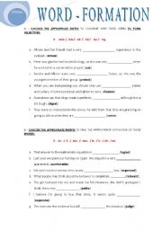 English Worksheet: WORD FORMATION