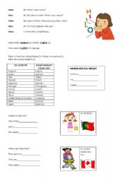 English Worksheet: Countries, Nationalities and Languages - Elementary