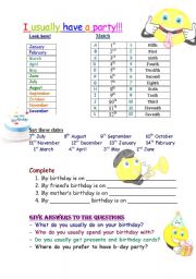 English Worksheet: PARTY (part 1)