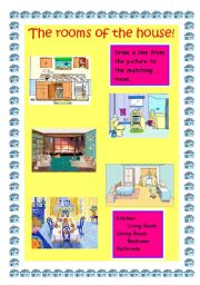 English Worksheet: The Rooms of the House