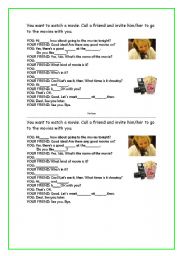 English Worksheet: Inviting to the movies!