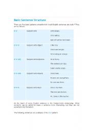 English Worksheet: Basic Sentence Structure