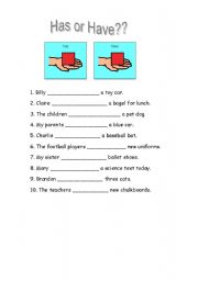English Worksheet: Has or Have??