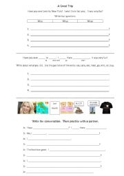 English worksheet: A Great Trip -- Present Perfect, Simple Past 