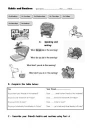 English Worksheet: Present Simple: Habits and Routines