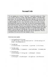 English Worksheet: Second Job
