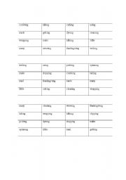 English Worksheet: words ending in ing