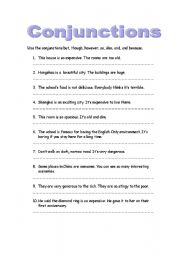 English Worksheet: Conjunctions