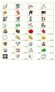 English Worksheet: Movers vocabulary -Singular/Plural